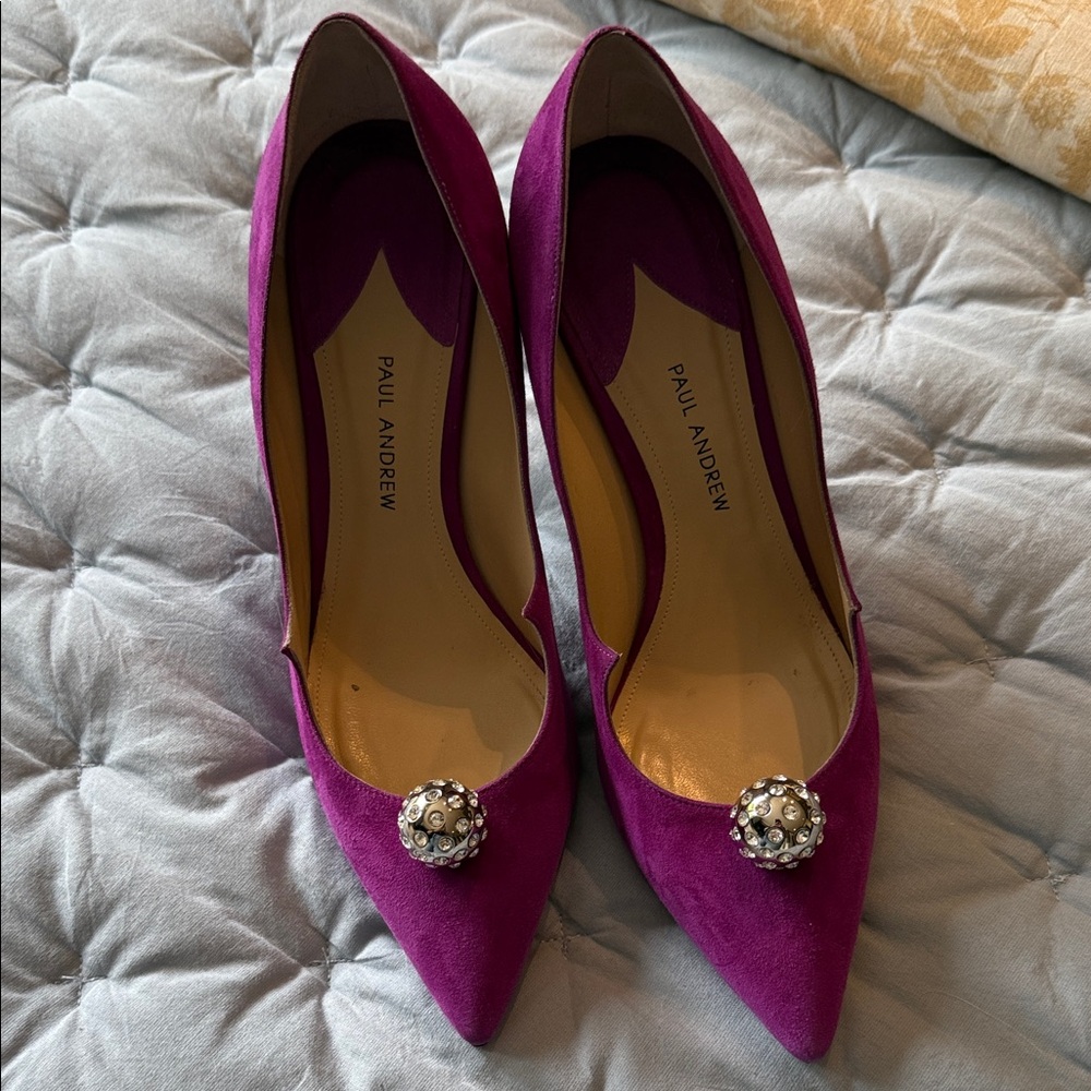 Unworn Paul Andrew Fuchsia Heels with Embellished Toe